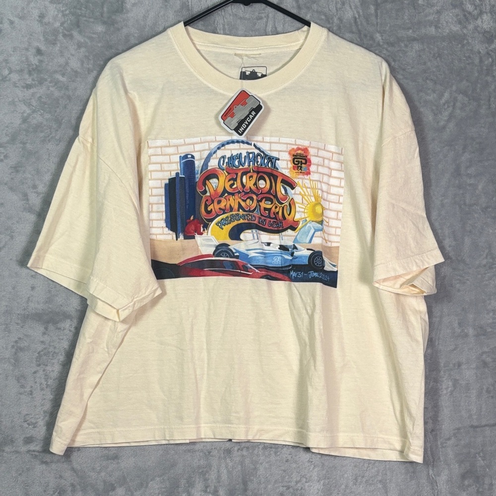 NWT New Indycar Yellow Detroit Grand Prix Crop Tshirt Size 2XL